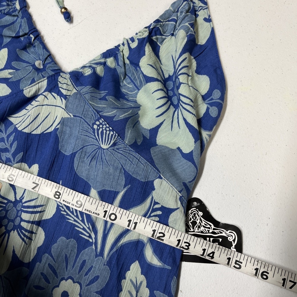 Angie Dress Blue Floral Babydoll Halter Tiered Maxi Size M Tropical Vacation - Picture 7 of 16
